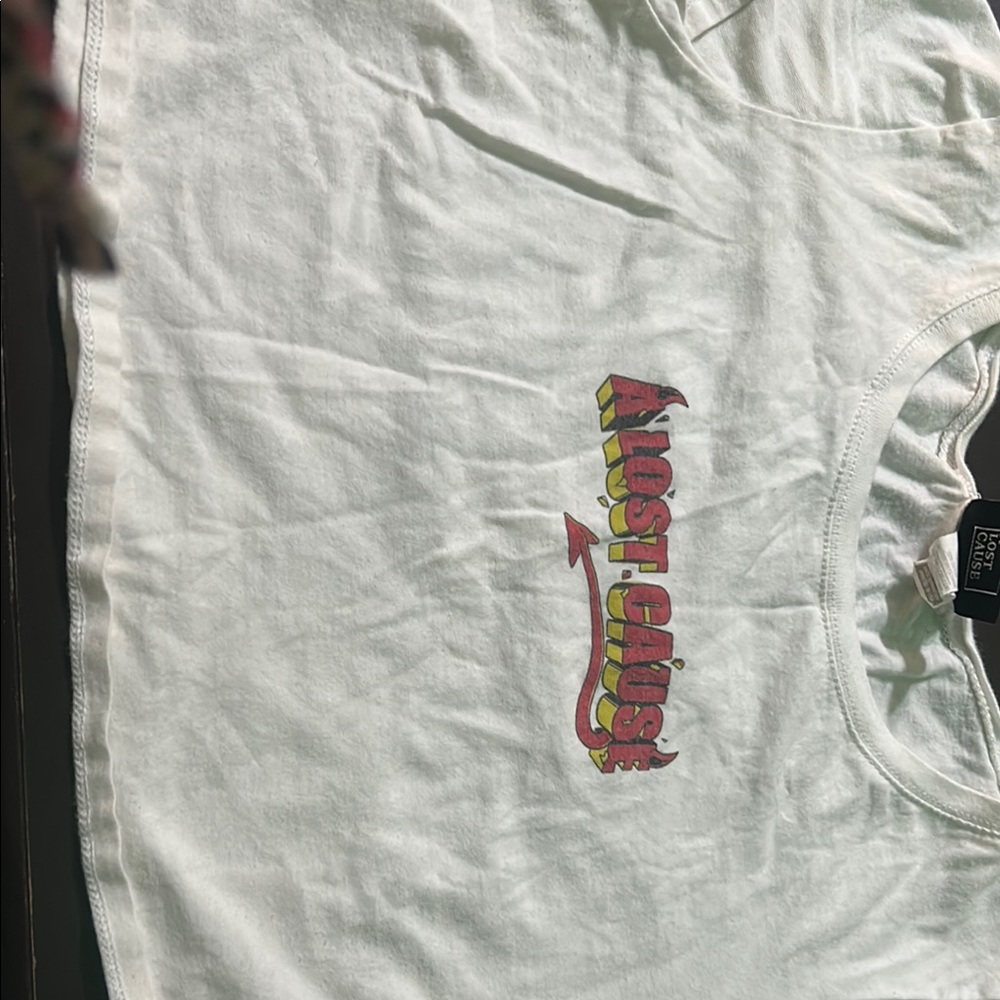 Lost White Short Sleeve Tee with Graphic Design